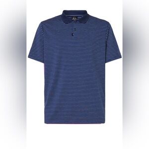 Oakley Navy and White Striped Polo Shirt Poseidon Golf Shirt M